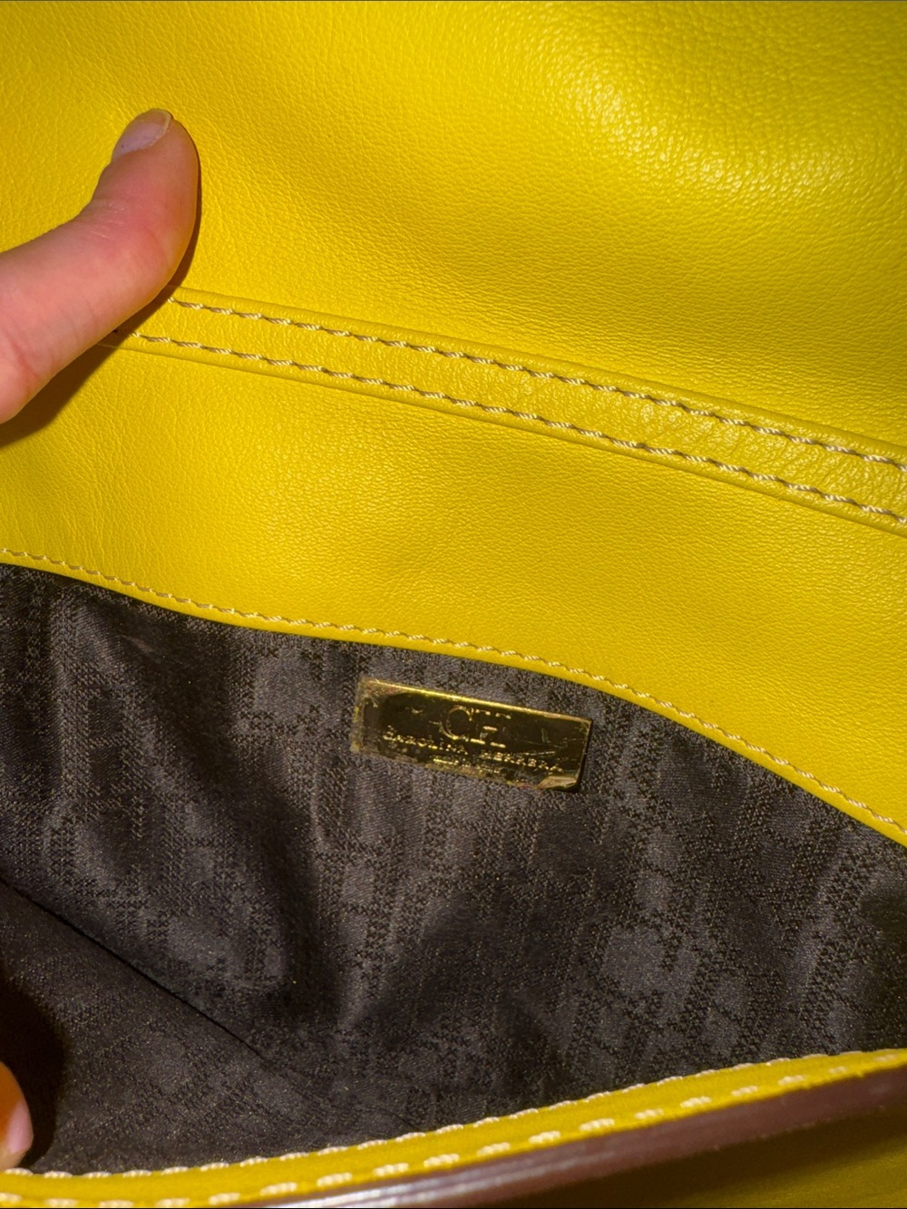 Carolina Herrera Bright Yellow Leather Chain Crossbody with Tassel - Picture 3 of 5